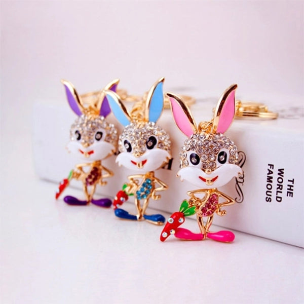 Cute Rabbit Zinc Alloy Plating Inlay Rhinestones Women's Bag Pendant Keychain