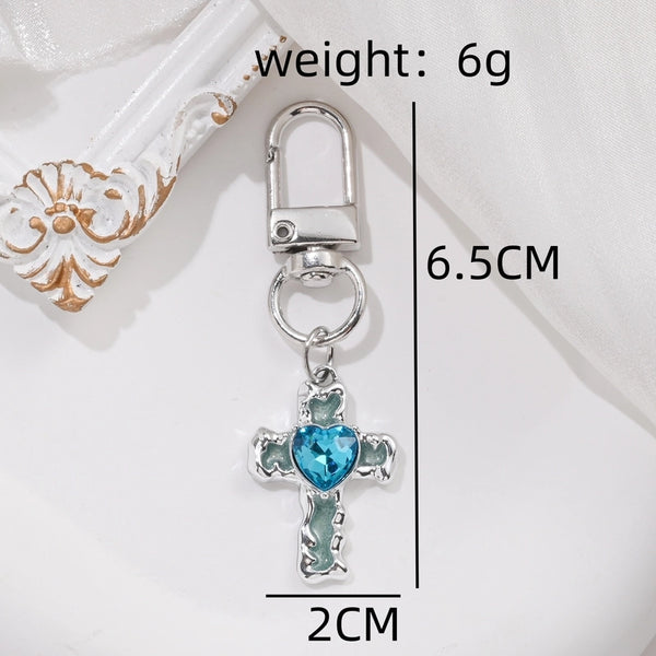 Cute Rock Solid Color Cross Alloy Keychain