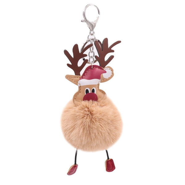 Cute Santa Claus Imitate Rex Rabbit Fur Sewing Christmas Unisex Keychain