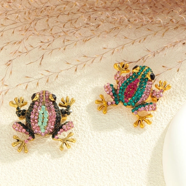 Cute Minimalist Frog Alloy Inlay Rhinestones Women's Brooches 1 Piece