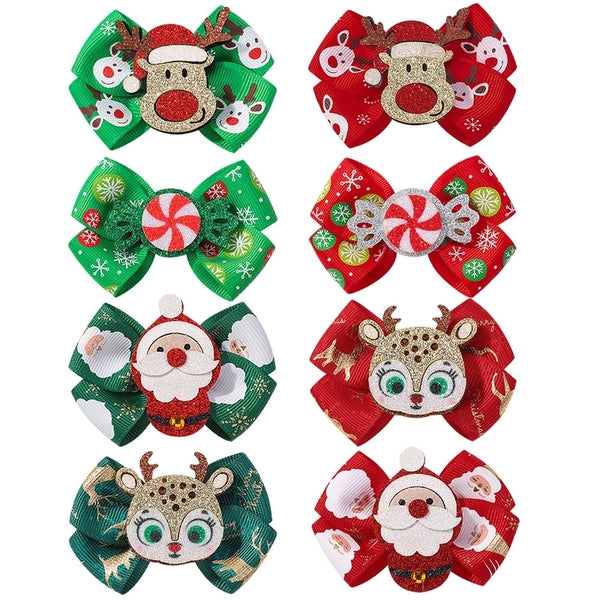 Cute Simple Style Girl'S Santa Claus Bow Knot Elk Cloth Hair Clip