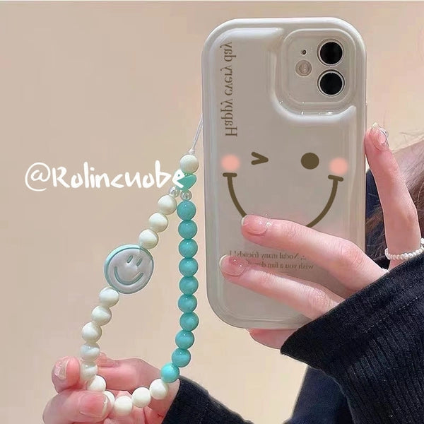 Cute Smile Face Tpu Beaded Phone Accessories