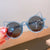 Cute Solid Color Cat Eye Full Frame Kids Sunglasses