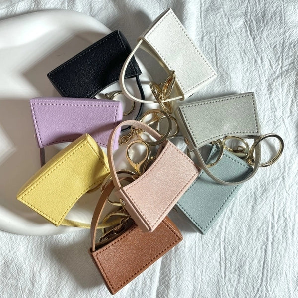 Cute Solid Color Pu Leather Keychain