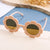 Cute Solid Color Round Frame Full Frame Kids Sunglasses