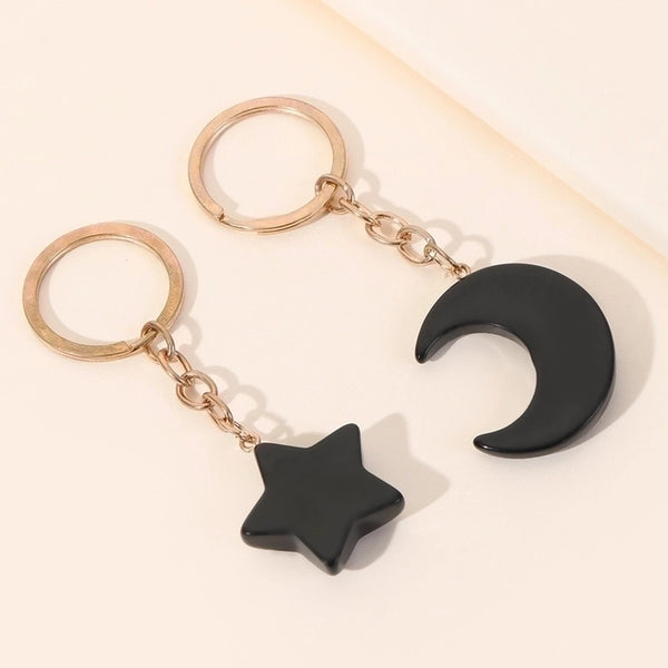 Cute Star Moon Arylic Metal Unisex Bag Pendant Keychain