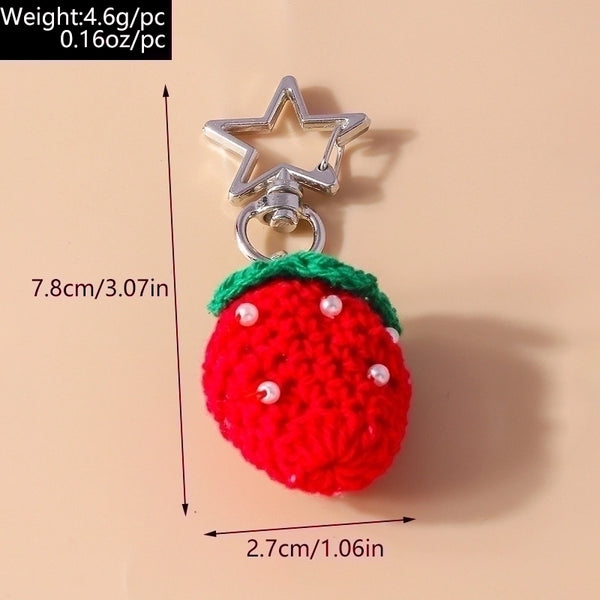 Cute Strawberry Knit Zinc Alloy Bag Pendant Keychain