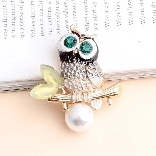 Cute Streetwear Owl Alloy Inlay Artificial Gemstones Unisex Brooches