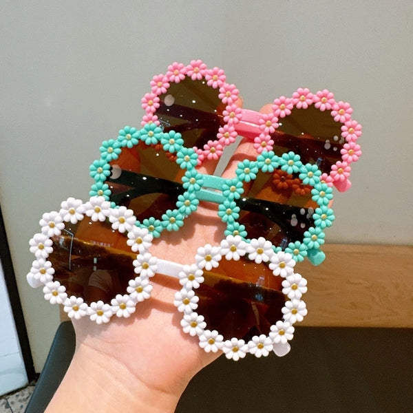 Cute Sweet Flower Pc Round Frame Full Frame Kids Sunglasses