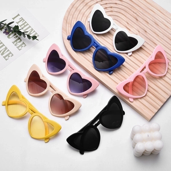 Cute Sweet Heart Shape Ac Special-shaped Mirror Clips Women's Sunglasses