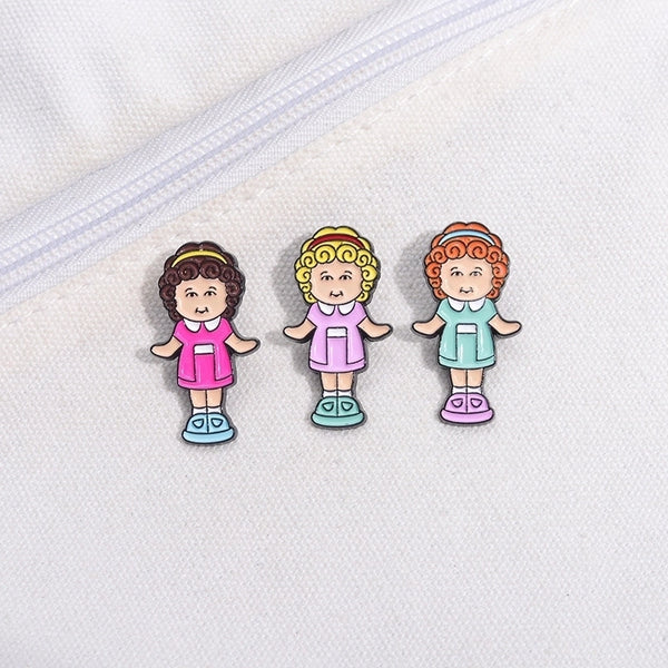 Cute Sweet Human Cartoon Character Alloy Stamping Stoving Varnish Plating Women's Brooches