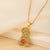 Cute Sweet Little Bear Copper Gold Plated Zircon Pendant Necklace In Bulk