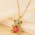 Cute Sweet Little Bear Copper Gold Plated Zircon Pendant Necklace In Bulk