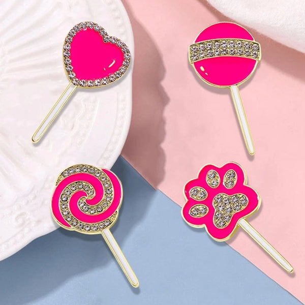 Cute Sweet Paw Print Heart Shape Candy Alloy Stoving Varnish Plating Inlay Rhinestones Women's Corsage Brooches Collar Pin