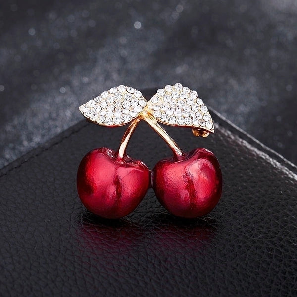 Cute Sweet Pin Cherry Alloy Enamel Women's Brooches