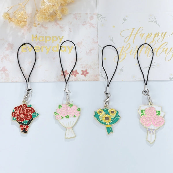 Cute Sweet Rose Alloy Enamel Bag Pendant Keychain