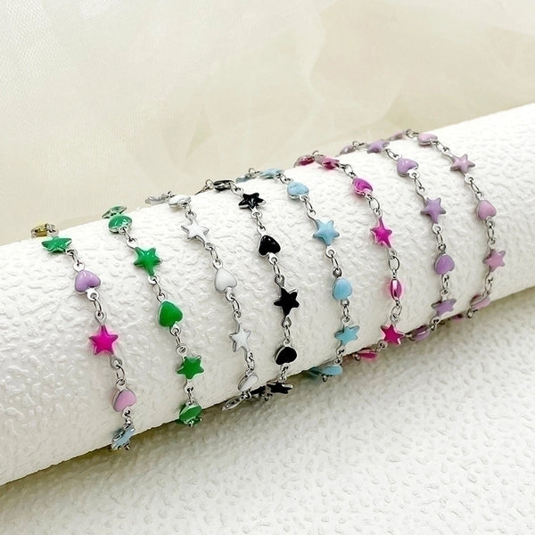 Cute Sweet Star Stainless Steel Enamel Bracelets