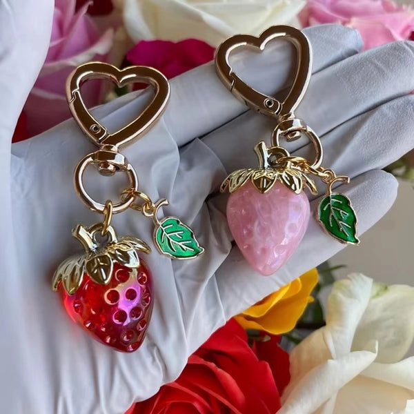 Cute Sweet Strawberry Alloy Resin Keychain