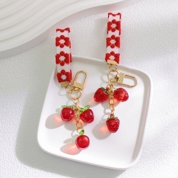 Cute Sweet  Strawberry Arylic Bag Pendant Keychain