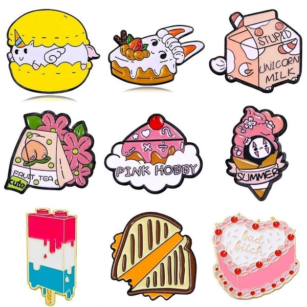 Cute Sweet Streetwear Ice Cream Animal Flower Alloy Stamping Stoving Varnish Plating Unisex Brooches