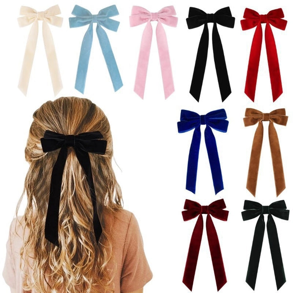 Cute Sweet Women's Bow Knot Velvet Cloth Hair Clip