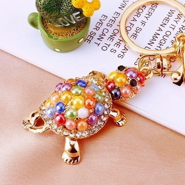 Cute Tortoise Alloy Inlay Rhinestones Women's Bag Pendant Keychain