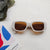 Cute Vacation Sweet Color Block Resin Square Full Frame Kids Sunglasses