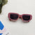 Cute Vacation Sweet Color Block Resin Square Full Frame Kids Sunglasses