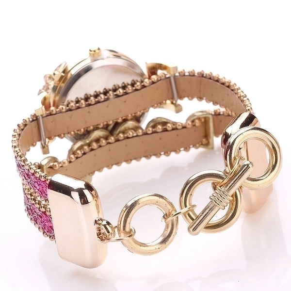 Diamond Love Bracelet Watch Fashion Pu Belt Circle Bracelet Watch Popular Watch Wholesale