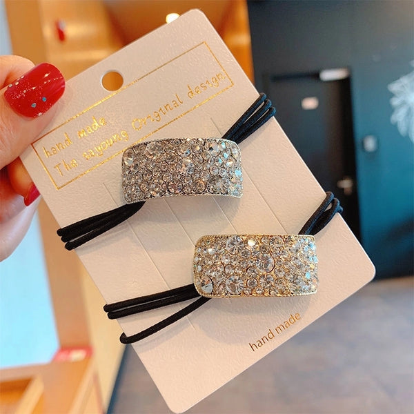 Dongdaemun Elegant Rhinestone Headband Female  Internet Celebrity Hair Tie Rubber Band Ponytail Hair Ring  New Hair Accessories