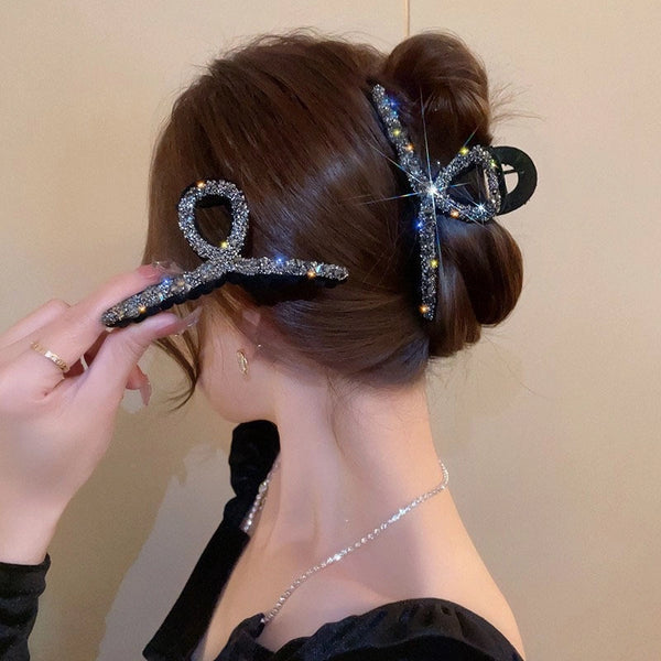 Dongdaemun Shark Clip Full Diamond Shark Clip For Bathing Going Out Hair Grab Clip Large Hairpin Hair Grab Headwear Women