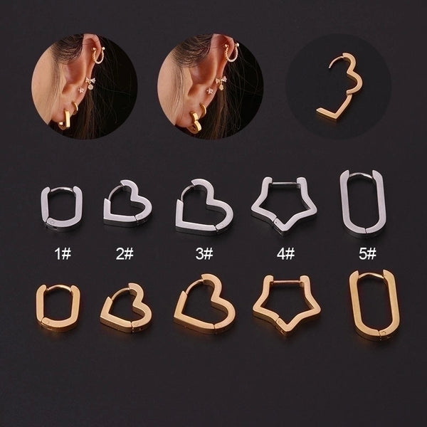 Ear Cartilage Rings & Studs Fashion Geometric 316L Stainless Steel  Plating