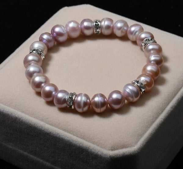 Elastic String Beaded Natural Pearl Bracelets