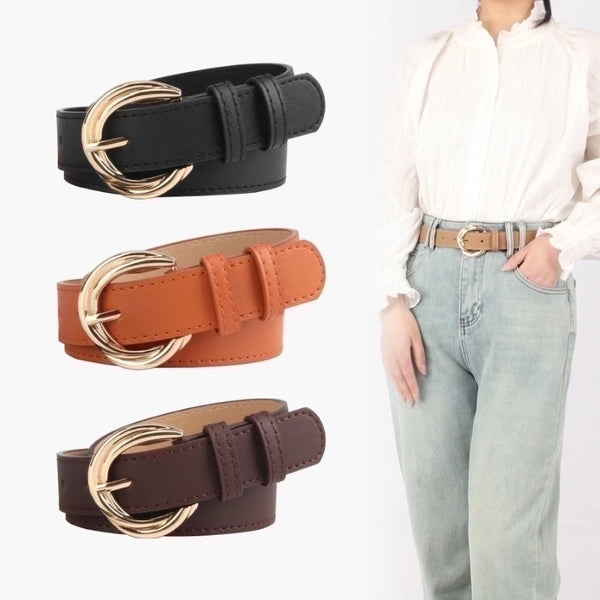 Elegant Basic Simple Style Solid Color Pu Leather Alloy Women's Leather Belts