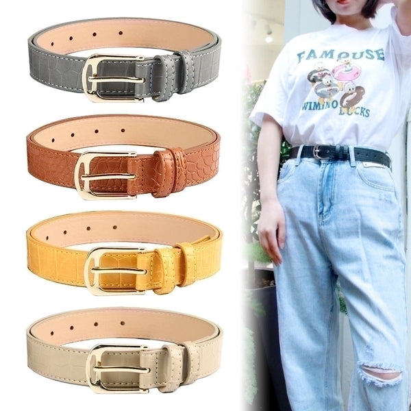 Elegant Basic Simple Style Solid Color Pu Leather Alloy Women's Leather Belts