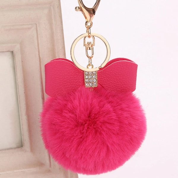 Elegant Bow Knot Pu Leather Women's Bag Pendant Keychain