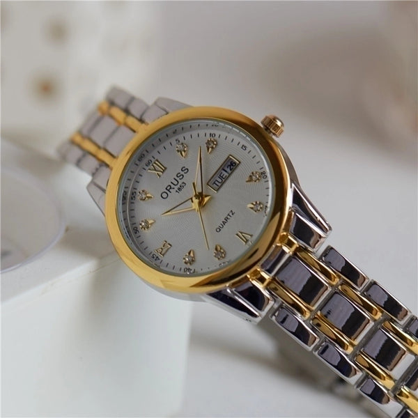 Elegant Color Block Single Folding Buckle Quartz Women's Watches