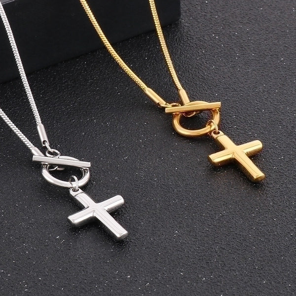 Elegant Cross Stainless Steel Plating Gold Plated Necklace