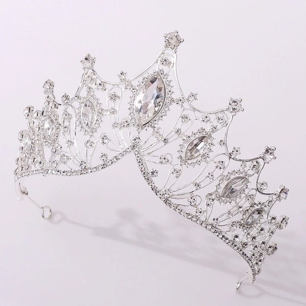 Elegant Crown Artificial Crystal Alloy Inlay Rhinestones Crown 1 Piece