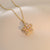 Elegant Flower Titanium Steel Copper Zircon Pendant Necklace In Bulk