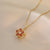 Elegant Flower Titanium Steel Copper Zircon Pendant Necklace In Bulk