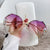 Elegant Geometric Ac Oval Frame Diamond Half Frame Women's Sunglasses