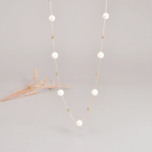 Elegant Geometric Stainless Steel Necklace Plating Artificial Pearl Stainless Steel Necklaces