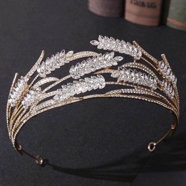 Elegant Grain Alloy Inlay Rhinestones Crown 1 Piece