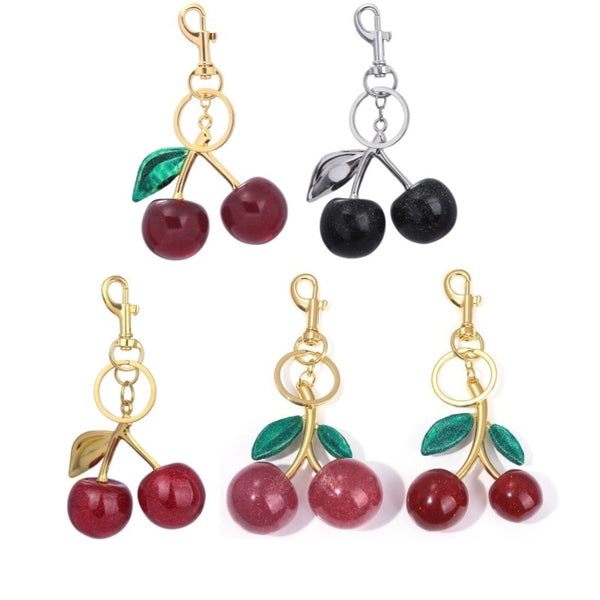 Elegant Hip-Hop Simple Style Cherry Plastic Resin Fruit/Food Plating Bag Pendant Keychain