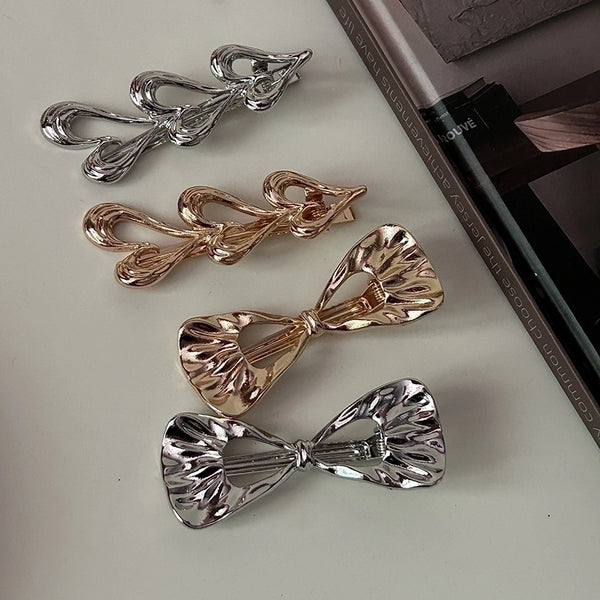 Elegant Lady Heart Shape Bow Knot Metal Hair Clip