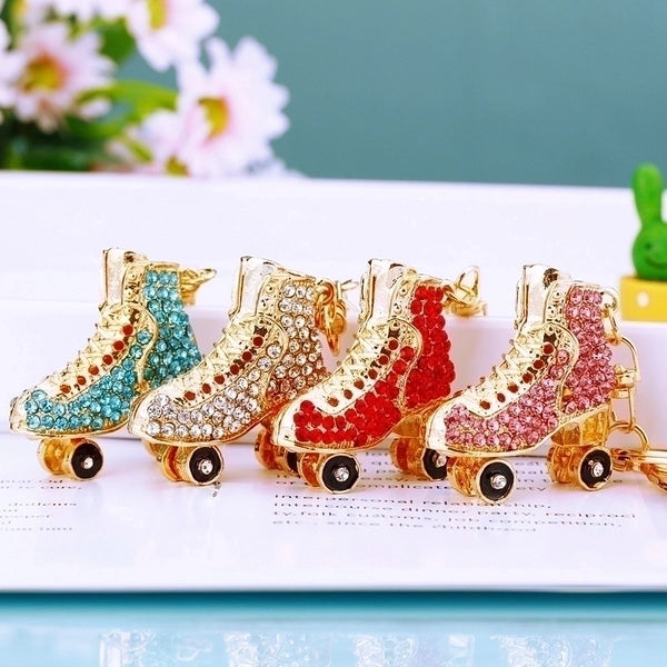 Elegant Lady Korean Style Skates Metal Inlay Rhinestones Women's Bag Pendant Keychain