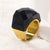 Elegant Lady Round Titanium Steel Plating Inlay Artificial Gemstones 18k Gold Plated Rings