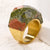 Elegant Lady Round Titanium Steel Plating Inlay Artificial Gemstones 18k Gold Plated Rings