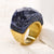 Elegant Lady Round Titanium Steel Plating Inlay Artificial Gemstones 18k Gold Plated Rings